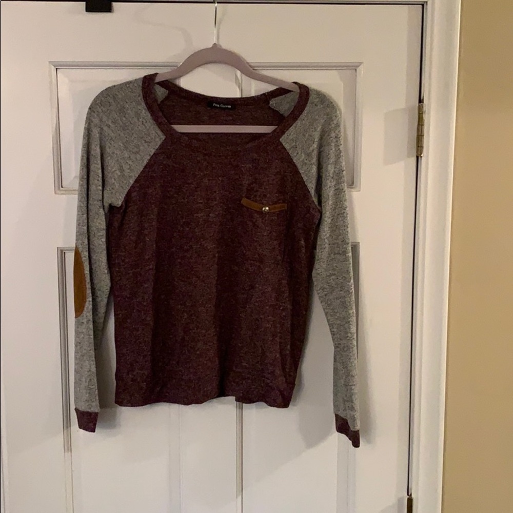 Burgundy and grey sweater